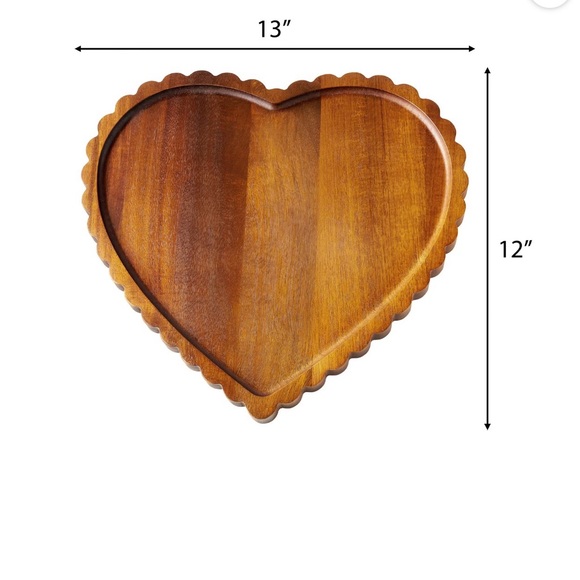 Wooden Scallop Heart Charcuterie Tray, 13" x 12" - Picture 6 of 6